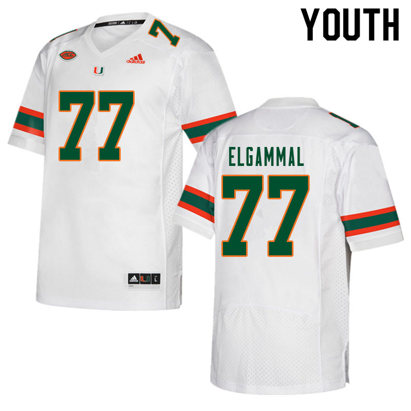 Youth #77 Adam ElGammal Miami Hurricanes College Football Jerseys Sale-White